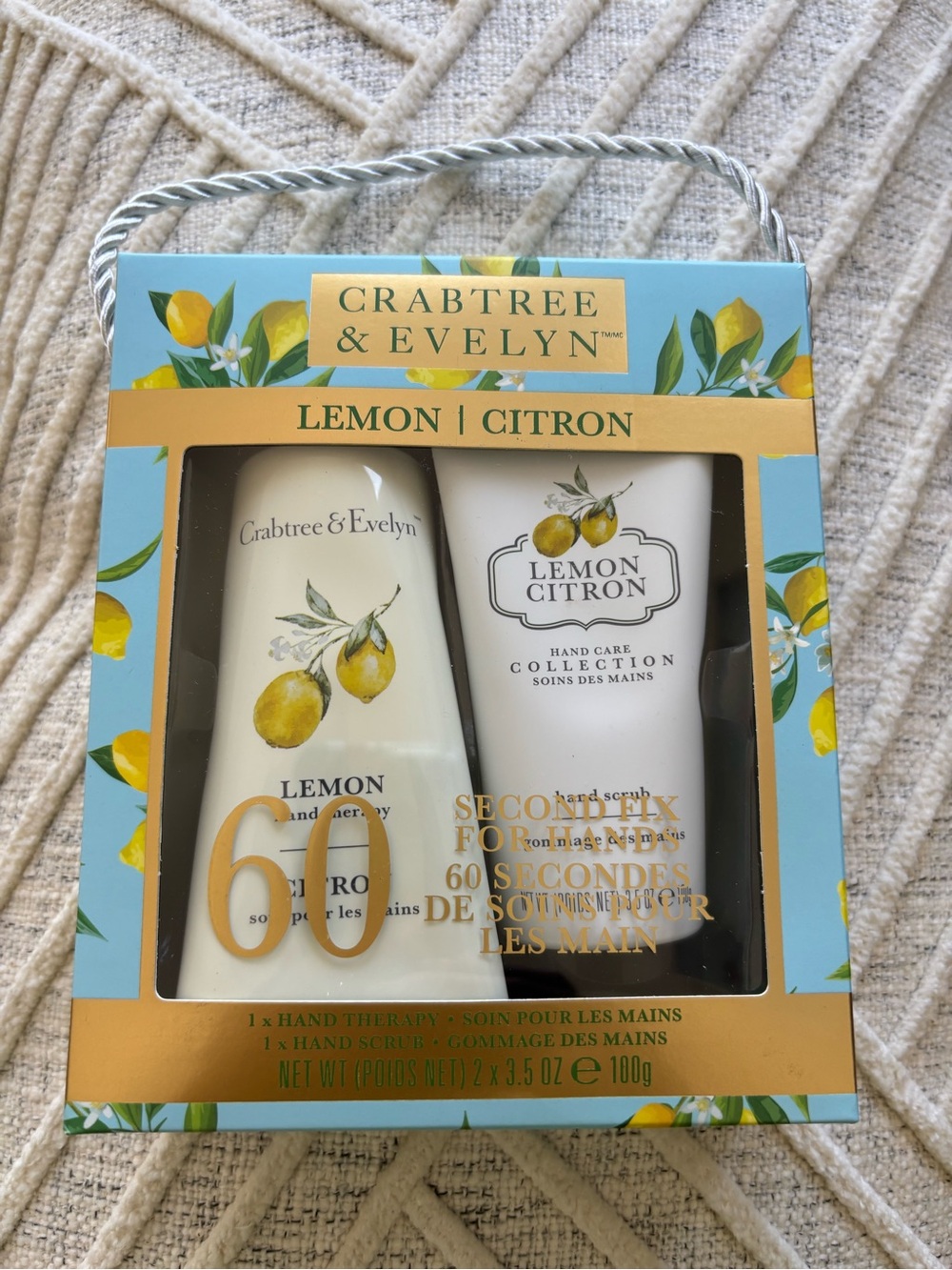 Crabtree & Evelyn Lemon Citron Hand Therapy Cream & Hand Scrub Set, 3.5oz Ea NIB